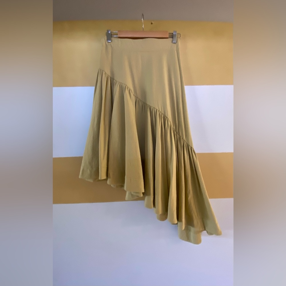 Free People Beach midi asymmetrical skirt ruffled cotton